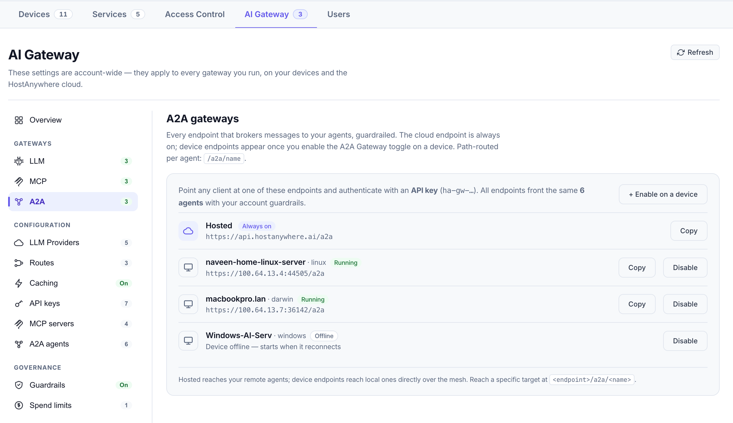 The A2A Gateway — a governed doorway in front of your registered agents.