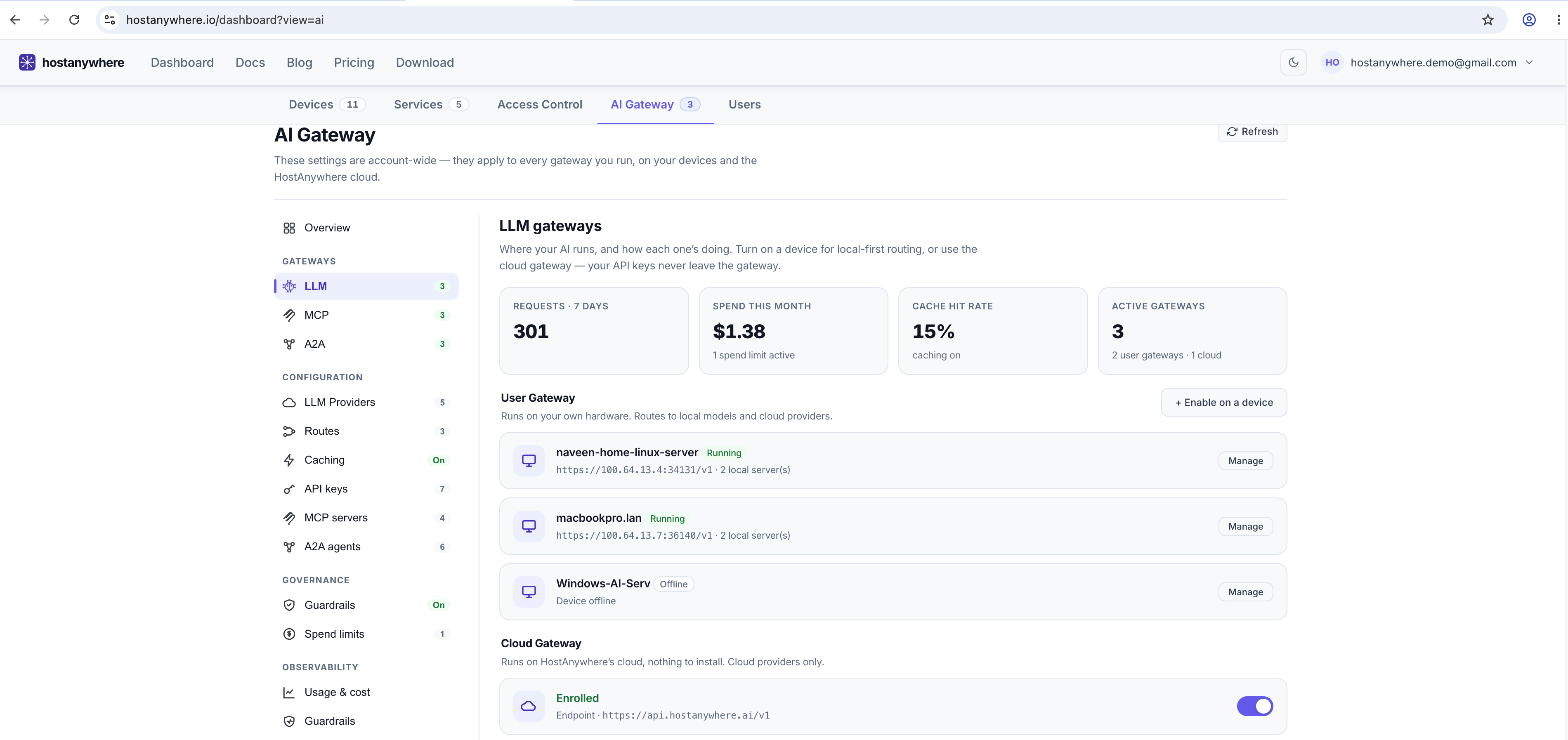 The LLM Gateway — OpenAI-compatible endpoints, routes, and providers in one place.